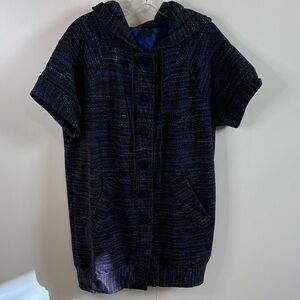 Marc By Marc Jacobs Blue Patterned Short Sleeve Hooded Snap Jacket or Cardigan
